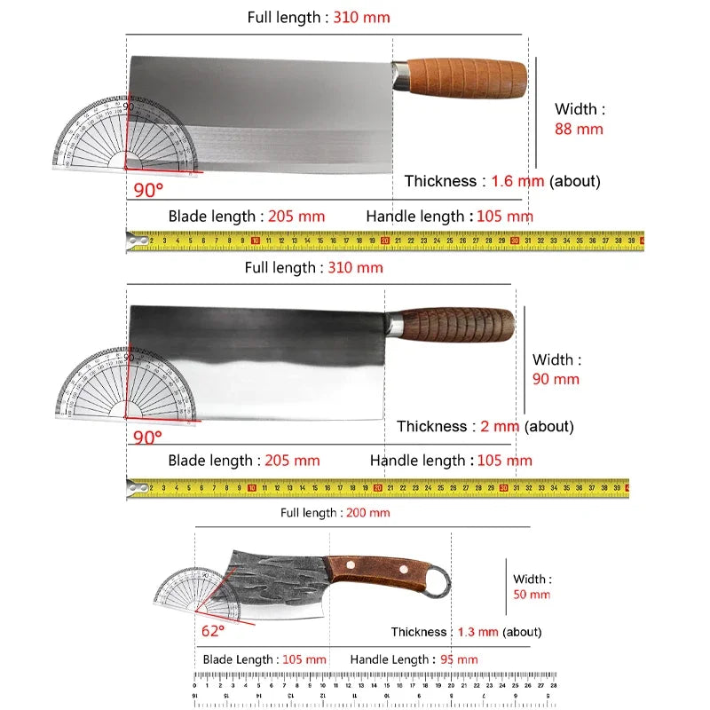 Handmade Forged Chinese Cleaver Knife Ultra Sharp Slicing Filleting Knives Chef Knife for Meat Vegetable Kitchen Cooking Tools
