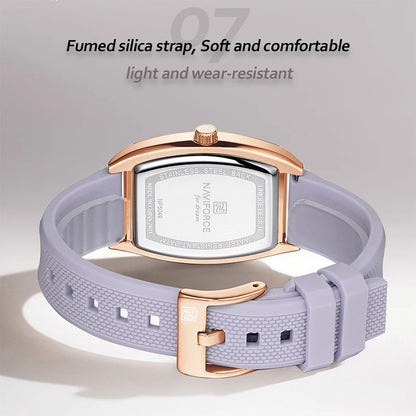 NAVIFORCE Women Quartz Watches Silicone Strap Student Sports Watch Big Dial Simple Tonneau Waterproof Wristwatches Dropshipping
