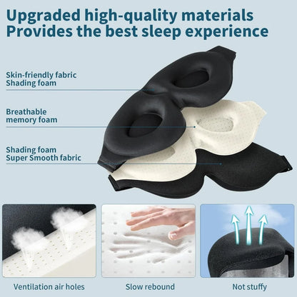 3D Contoured Zero Pressure Sleep Mask with Adjustable Strap for Deep Sleep, Travel, Naps & Yoga Relaxation