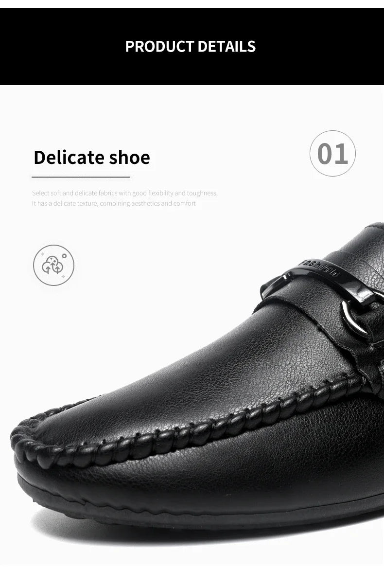Summer Half Shoes For Men Comfortable Leather Casual Shoes Soft Flat Men's Loafers Lightweight Slip-on Shoes Man Daily Slippers