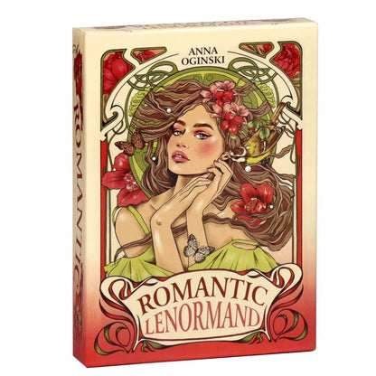 Romantic Lenormand Oracle Cards 10.2*7.2cm English Vision Art Nouveau Floral Motifs 37 Pcs Deck 4*2.8inch For Party, Board Games