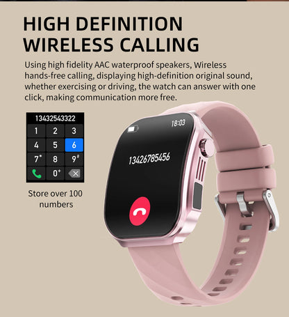 LIGE Nowy smartwatch z zakrzywionym ekranem 3D o przekątnej 2,2 cala z podświetleniem LED, termometrem, monitorem zdrowia, połączeniami BT i funkcjami sportowo-fitnessowymi