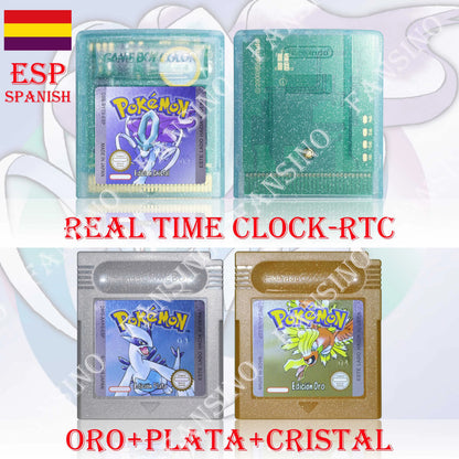 GB/GBC Real Time Clock Pokemon Crystal/Gold/Silver Version Video Game Cartridge with Battery USA/NOE/FRA/ESP/ITA Version