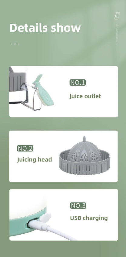 USB Rechargeable Electric Juicer 1PC Wireless Citrus Lemon Orange Juicer Automatic Fresh Fruit Blender for Kitchen