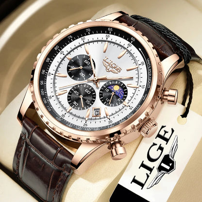 Relogio Masculino LIGE New Men Watch With Full Steel Waterproof Luminous Quartz Watch For Men Fashion Military Date Chronograph