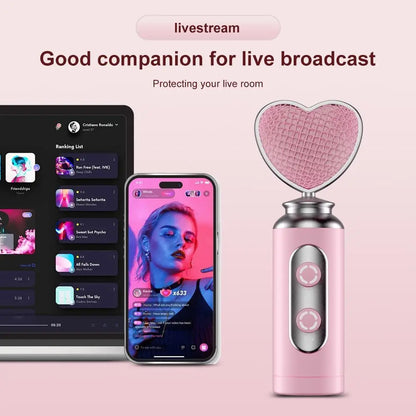 USB Gaming Condenser Mic Pink Heart Design, One-Click Mute Gain Control Plug & Play for PC Streamers Gamers and Video Creators