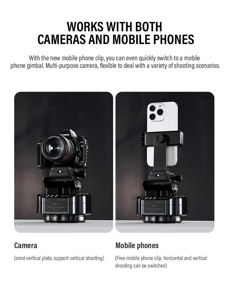 Soonpho M7 Photography Electric Gimbal Remote Control 360° Pan Tilt Head Motorised Gimbal  Auto Face Tracking Tripod