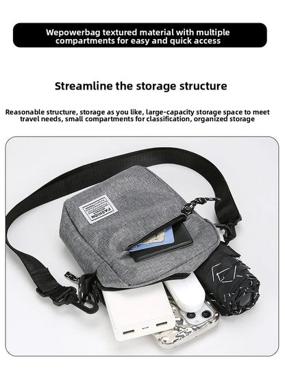 1Pcs 14×5×19cm Men Womens Canvas Crossbody Bag Lightweight Mini Shoulder Phone Pouch for Outdoor Hiking Travel Sports Square Bag