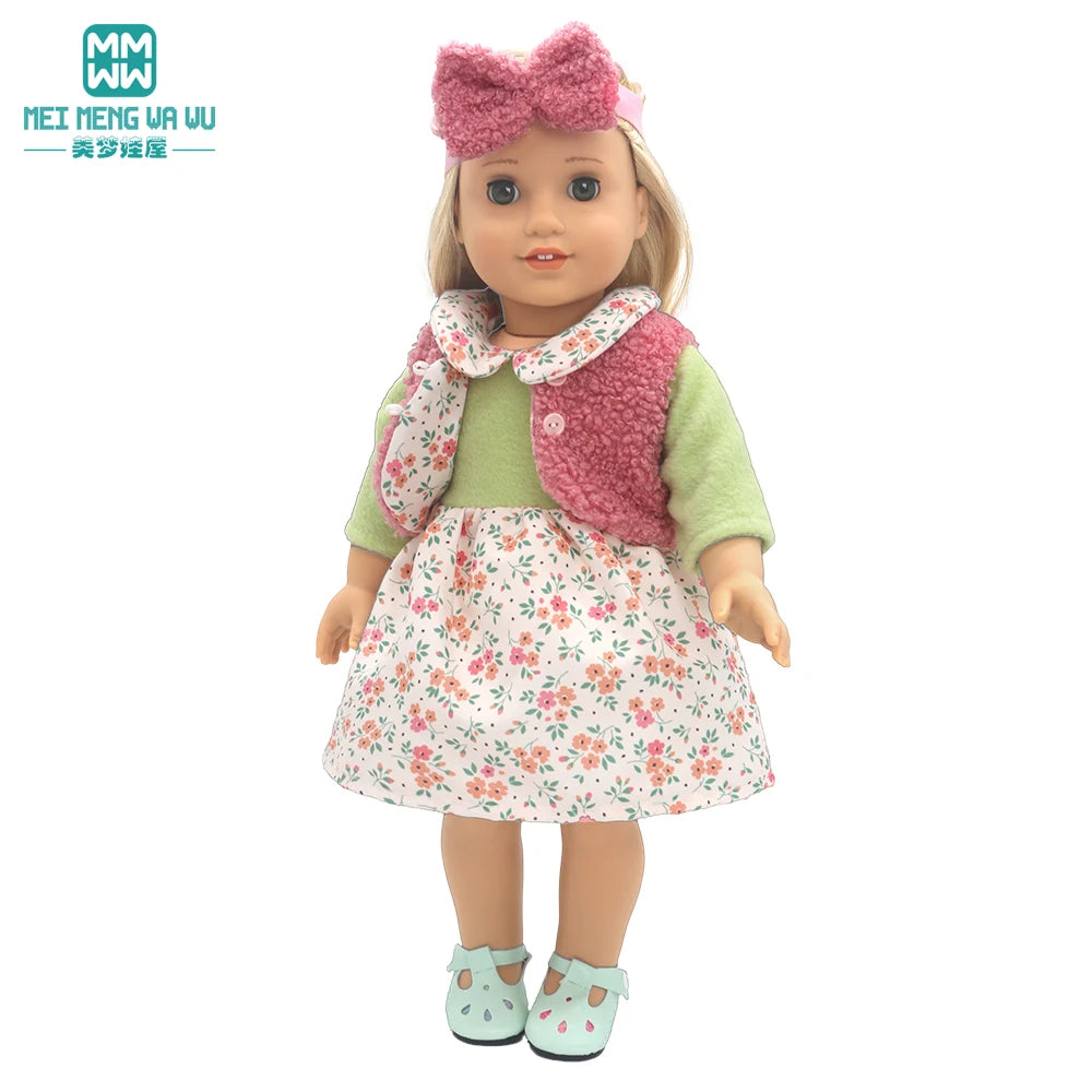 Fits 17-18inch American Doll and New Born Doll Clothes Fashion Dresses, Hooded Jumpsuit, Cardigan Strap Skirts Toys Gifts