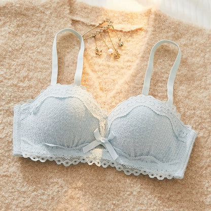YEMOMO Lace Sexy Bra Set Padded Push Up Small Bust Lift Shaping Half Cup Concealed Bottom Intimate Underwear Set for Women  S-XL