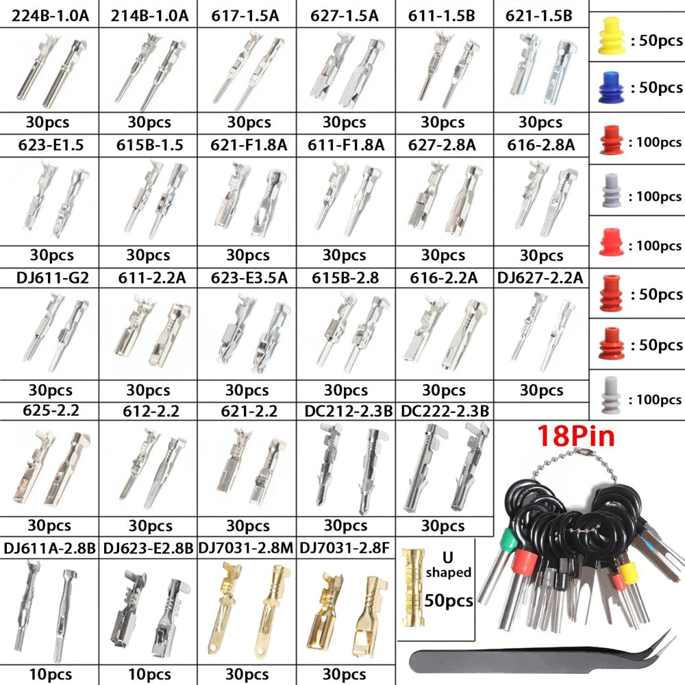 AASS-Terminal Pin Connectors Kit Auto Car Electrical Connector Pins Non-Insulated Plug Male Female Crimp Wire Terminal pin