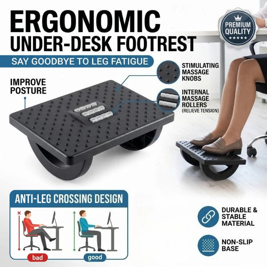 Ergonomic Rocking Under Desk Footrest Non Slip Adult Foot Rest Pedal for Office Home Under Desk Foot Stool