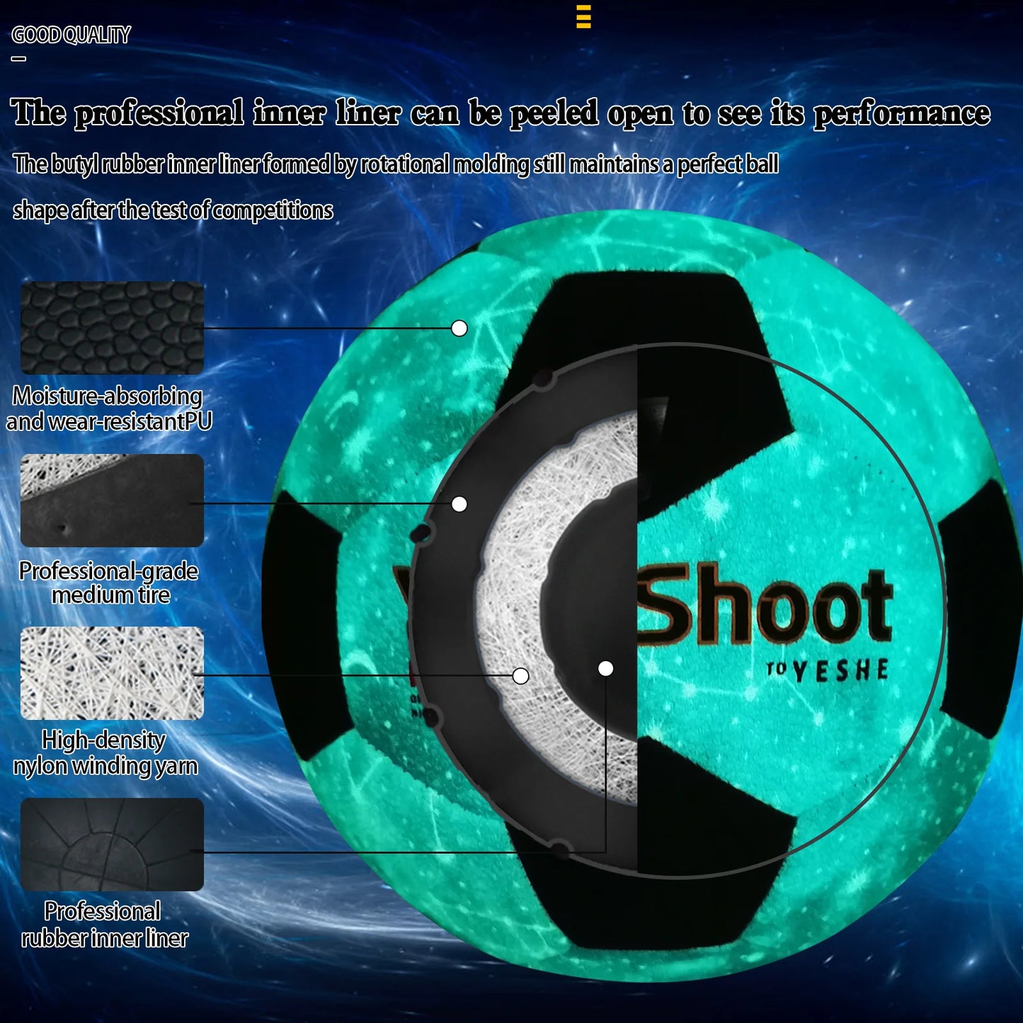 Glow in The Dark Soccer Ball Size 5 with Pump Light Up Soccer Ball for Teens and Adults Soccer Gifts