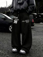 Men Wide Leg West Coast 76 Double Side Print Sweatpants 100% Polyester Gothic Baggy Y2K Drawstring Casual Jogger Pants