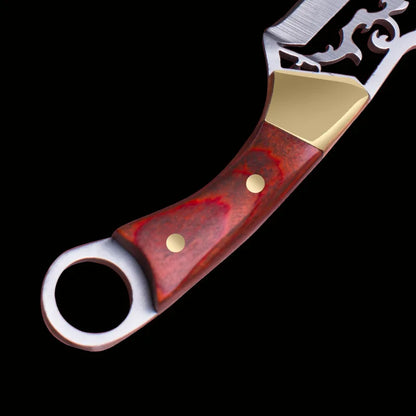 Portable Mini Knife Brass Wood Unboxing Hollow Blade EDC Fixed Blade Leather Cover Cutter Outdoor Surivival Tools Gift