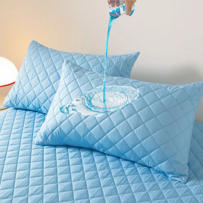Northern Europe Double-deck Pillowcase Waterproof Anti-Mite Anti-Bacterial Quilted Cotton Pillow Case Bedroom Home Decoration