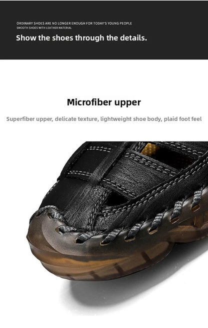 Large Size Summer New Men's Beach Sandals Outdoor Casual Leather Bag Head Wear-resistant Breathable Men's Shoes