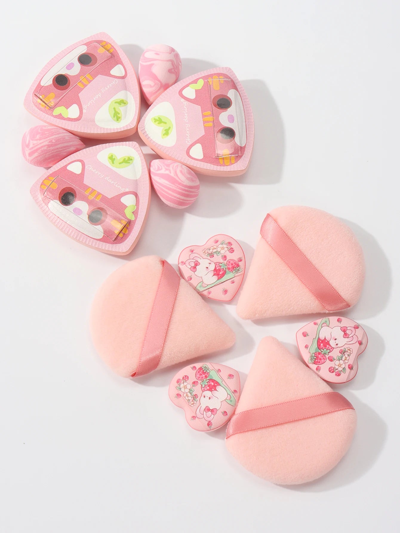 Rice Ball Cat 12-Piece Set, Expands When Exposed to Water, Dual-Use for Wet and Dry, Makeup Sponge Suitable for All Skin Types