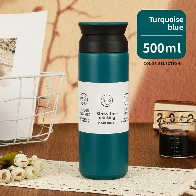 Portable Japanese Style 304 Stainless Steel Insulated Coffee Cup Spray Painted Element Cup Student Gift Car Use Thermos Mug