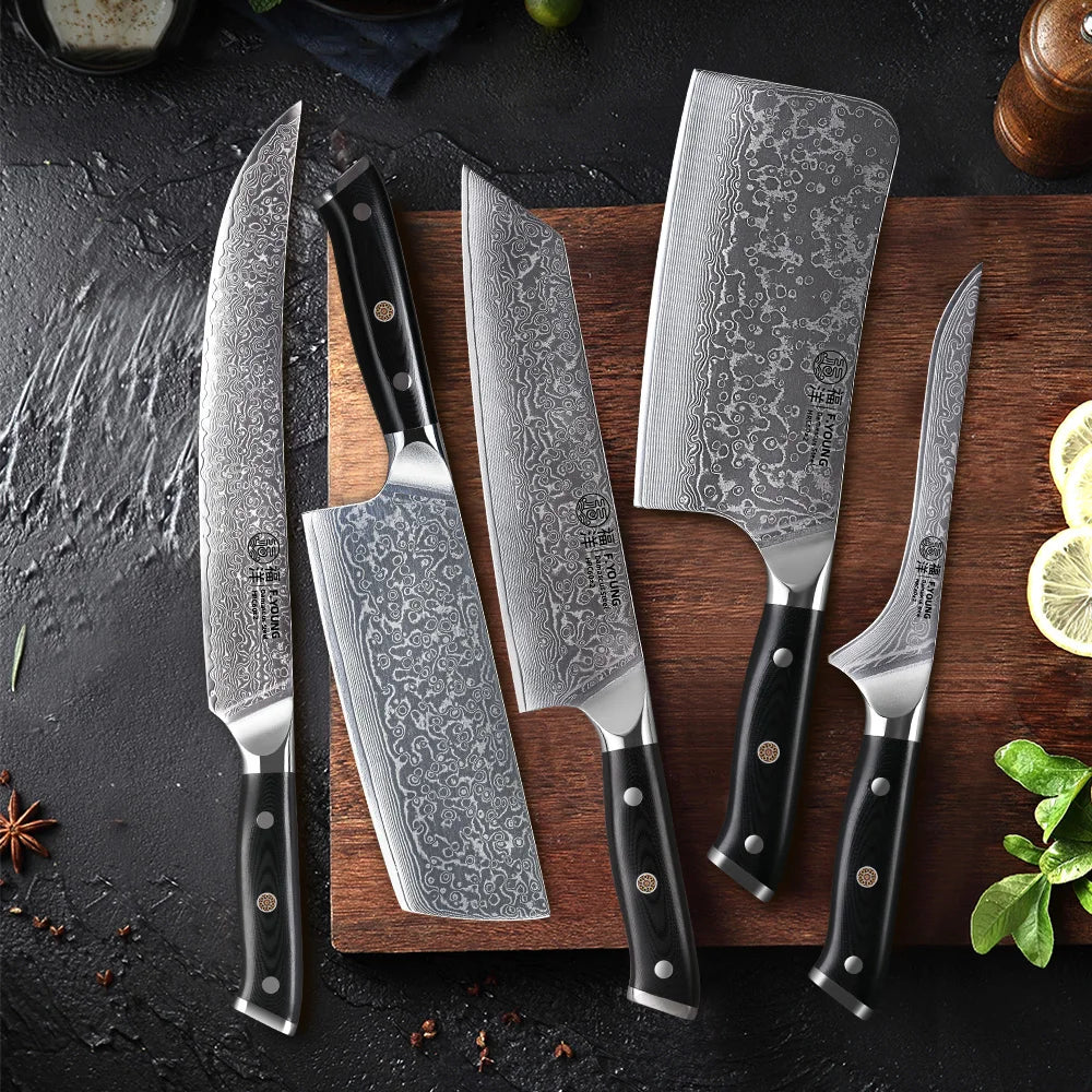 F.YOUNG Professional Kitchen Knives Damascus Steel Japanese Chef Knife Slicer Sashimi Utility Fruit Cooking Kitchenware Utensils