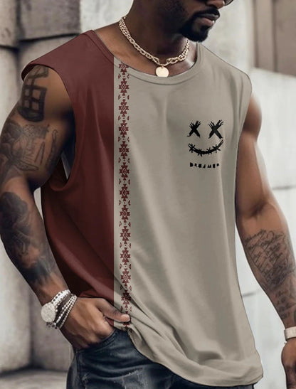 Men's Crew Neck Vest Side Totem 3D Printed Outdoor Street Sleeveless Printed Clothing Sports Casual Plus Men's Sports Vest