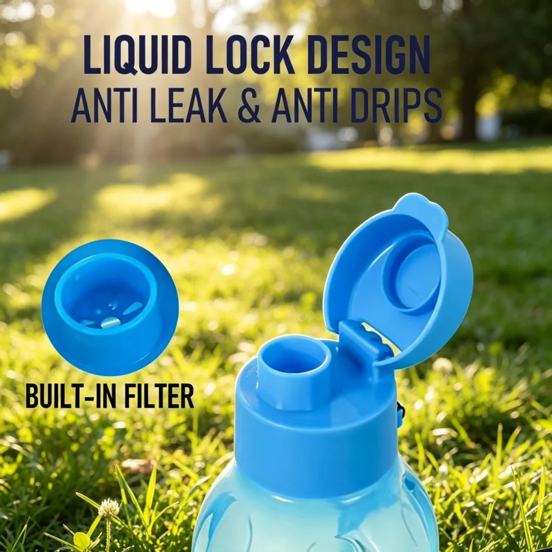 Plastic Water Bottle Large Capacity Leak Proof Outdoor Sports Water Cup Clear with Handle Strap Flip Top Drink Bottle