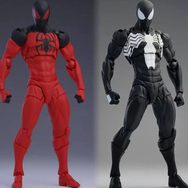 16cm MESS TOYS 1/12 Spider-Man Venom Symbiote Kaine Parker Scarlet Spider Black & Red Suit Action Figure Anime Model Toy Gifts
