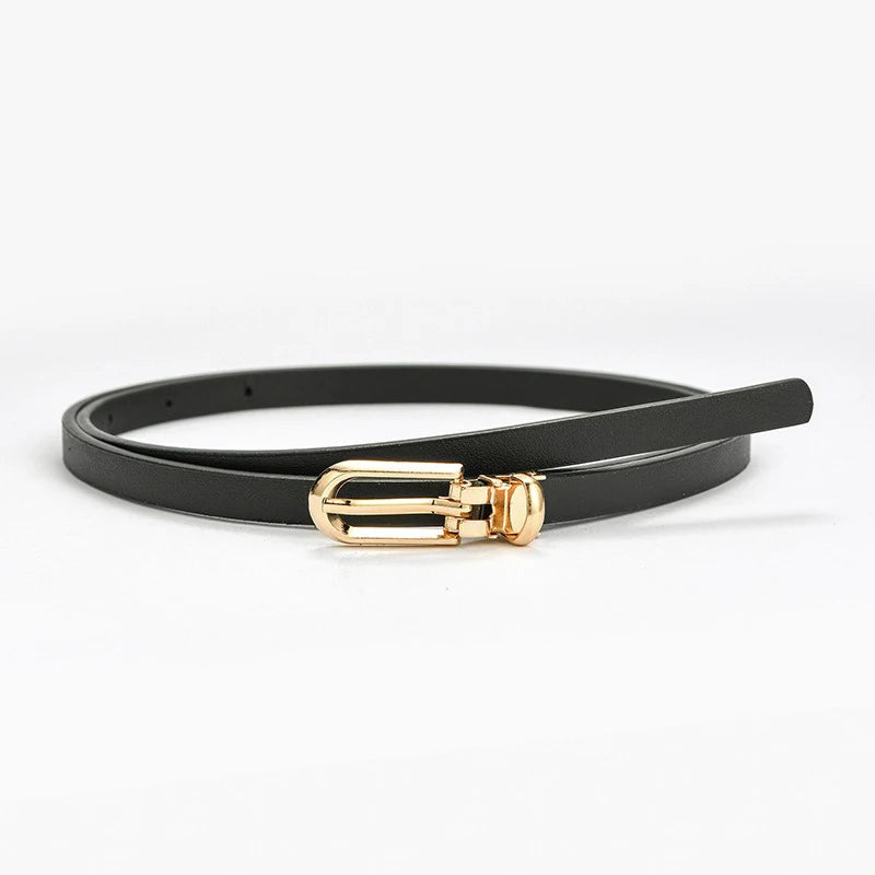 PU Leather Women Thin Belt Simple Solid Color Versatile Pin Buckle Thin Belt Dress Decoration Women Designer Belts NXD00
