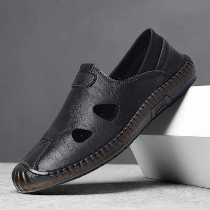 Men's Comfortable Soft-Soled Slip-On Sandals Breathable Hollow-Out Anti-Slip Wear-Resistant Business Casual Loafers-8222