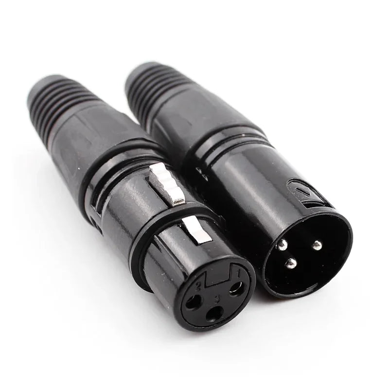 2PCS XLR 3Pin Male/Female Microphone Audio Cable Plug Connector Cannon MIC Cable Terminal Black Silver Microphone Plug