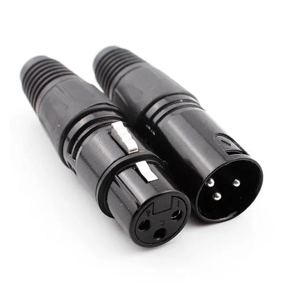 2PCS XLR 3Pin Male/Female Microphone Audio Cable Plug Connector Cannon MIC Cable Terminal Black Silver Microphone Plug