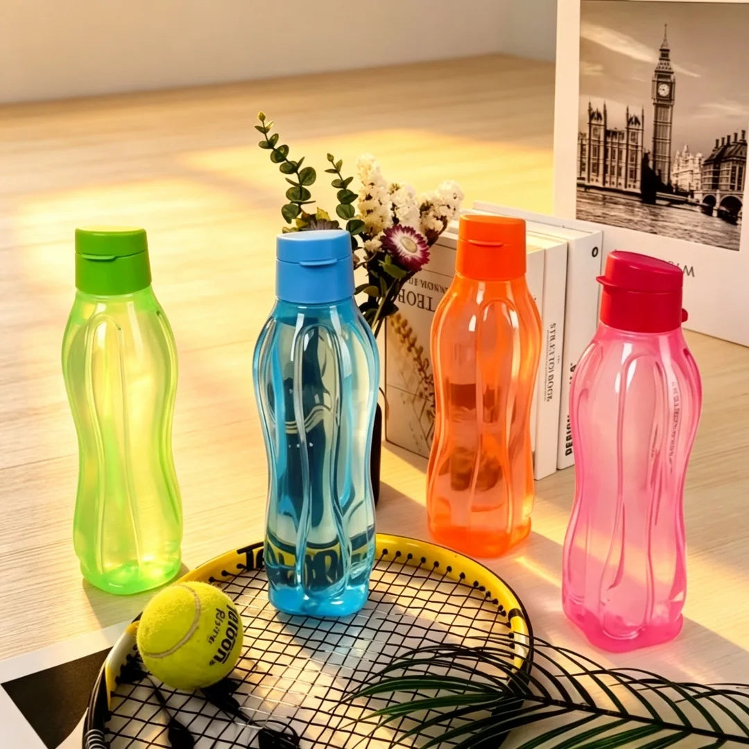 Plastic Water Bottle Large Capacity Leak Proof Outdoor Sports Water Cup Clear with Handle Strap Flip Top Drink Bottle