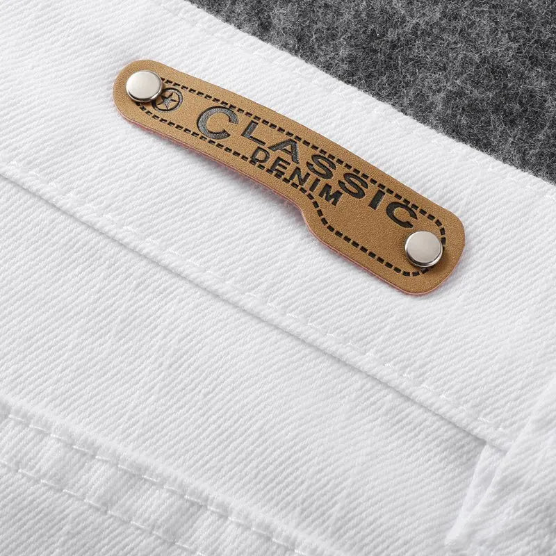 Four season men's fashionable white casual stretch straight leg jeans  comfortable and versatile  tight fitting sports pants