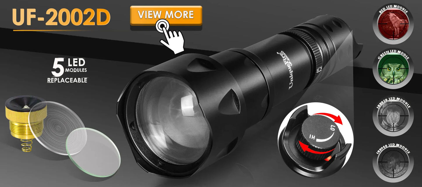 UniqueFire 2002D Vcsel 940NM 850NM LED Hunt Flashlight T20 Pro Zoom Fresnel Lens illuminator Night Vision Torch Lamp Max.1000M