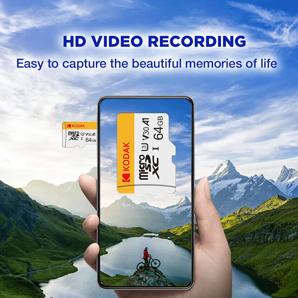 KODAK Micro SD Card 32GB 64GB 128GB Memori Memory Card C10 TF Micro SD SDXC U3 V30 4K For Phone Drone Camera