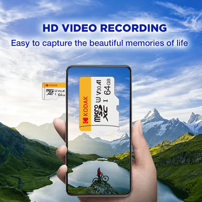 KODAK Micro SD Card 32GB 64GB 128GB Memori Memory Card C10 TF Micro SD SDXC U3 V30 4K For Phone Drone Camera