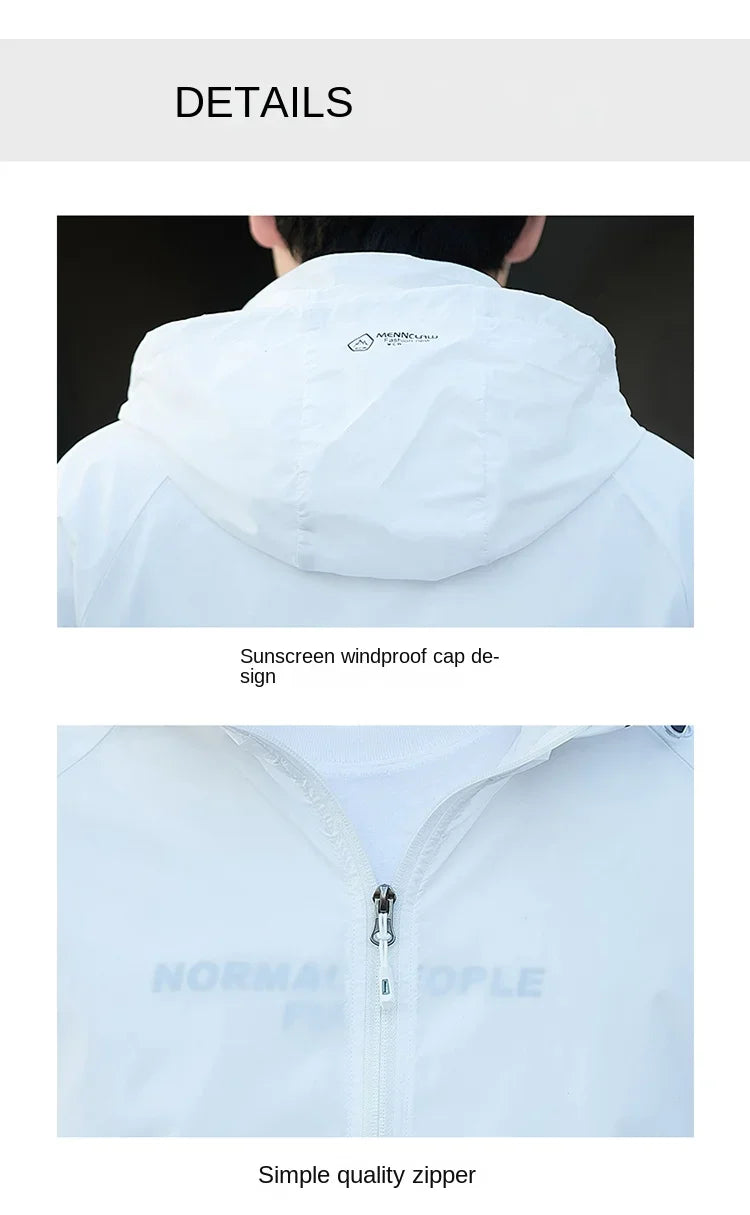 UPF50+Sunscreen Jacket 2025 Summer Thin Breathable Outdoor Cycling Sports Ice Silk Cardigan Coat Casual Men's Sunscreen Clothing