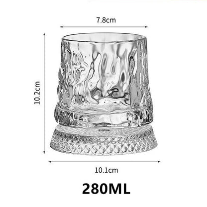 280ML Rotating Whiskey Glass Creative Crystal Premium Beer Cup Str Relief Liquor Cup With Base Straight Drink Mold Wine Glass