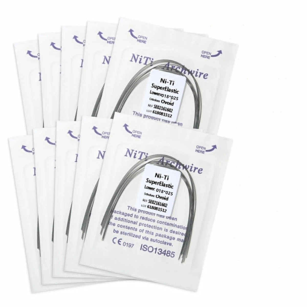 100Pcs/10Packs Dental Orthodontic Ovoid Form Archwires Niti Super Elastic Round Rectangular Wire 012/014/016/018/16X16/16X22