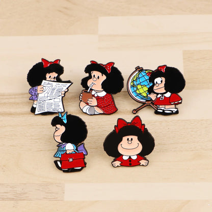 5pcs Cute Girl Enamel Pin Set Cartoon Badges on Backpack Women's Brooches Hat Lapel Pins Cosplay Accessories Toys Gifts