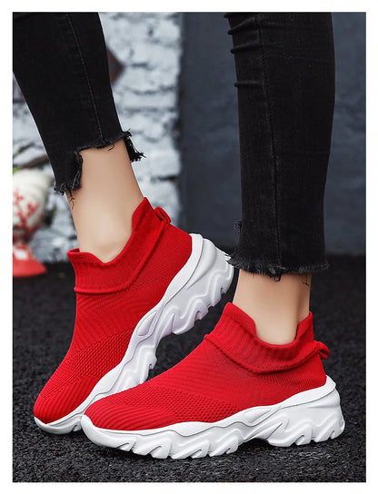 Men'S And Women'S Sneakers Mesh Breathable Lightweight High-Top Running Tennis Shoes Comfortable Outdoor Pair Naked Boots