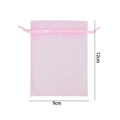 100/10pcs Multi-size Organza Bags Transparent Mesh Jewelry Candy Pouches Wedding Party Baby Shower Gift Drawstring Packaging Bag