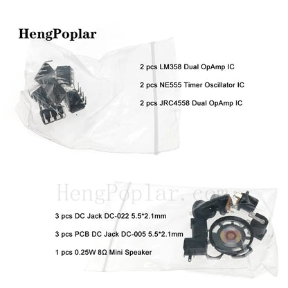 1900 pcs Mega Electronic Component Kit including Assortment + Capacitors + Resistors + LED + Transistors + DC Jacks + PCB +opamp