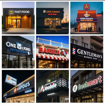 Custom 3D Halo‑Lit Metal Logo Sign Illuminated Letters For Barber Shop Hair Salon Commercial Storefront Business Signage Outdoor