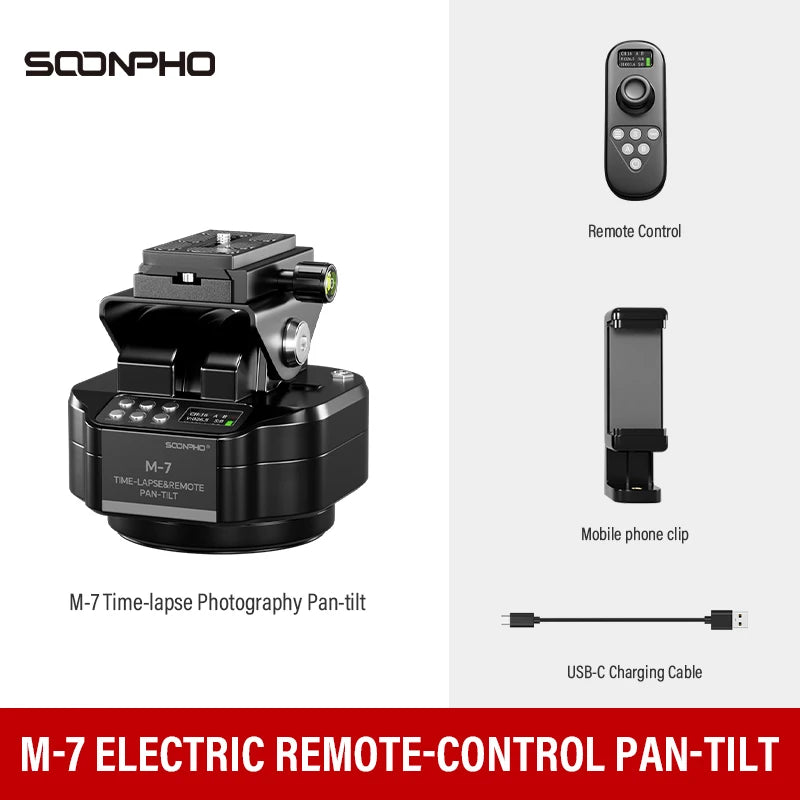 Soonpho M7 Photography Electric Gimbal Remote Control 360° Pan Tilt Head Motorised Gimbal  Auto Face Tracking Tripod