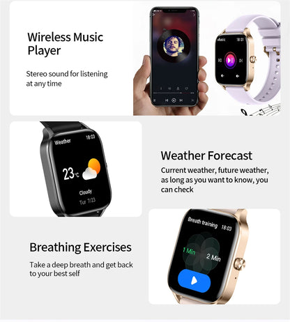 LIGE Smart Watch Answer/Make Call 1.85" Smartwatch for Android iOS Heart Rate Sleep Monitor Pedometer Waterproof Fitness Watches