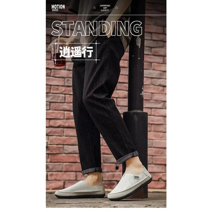 Yellow Breathable Men Loafers Slip On Casual Shoes Summer Hollow Out Driving Moccasins Plus Size 45 Soft Non-slip Flats Footwear