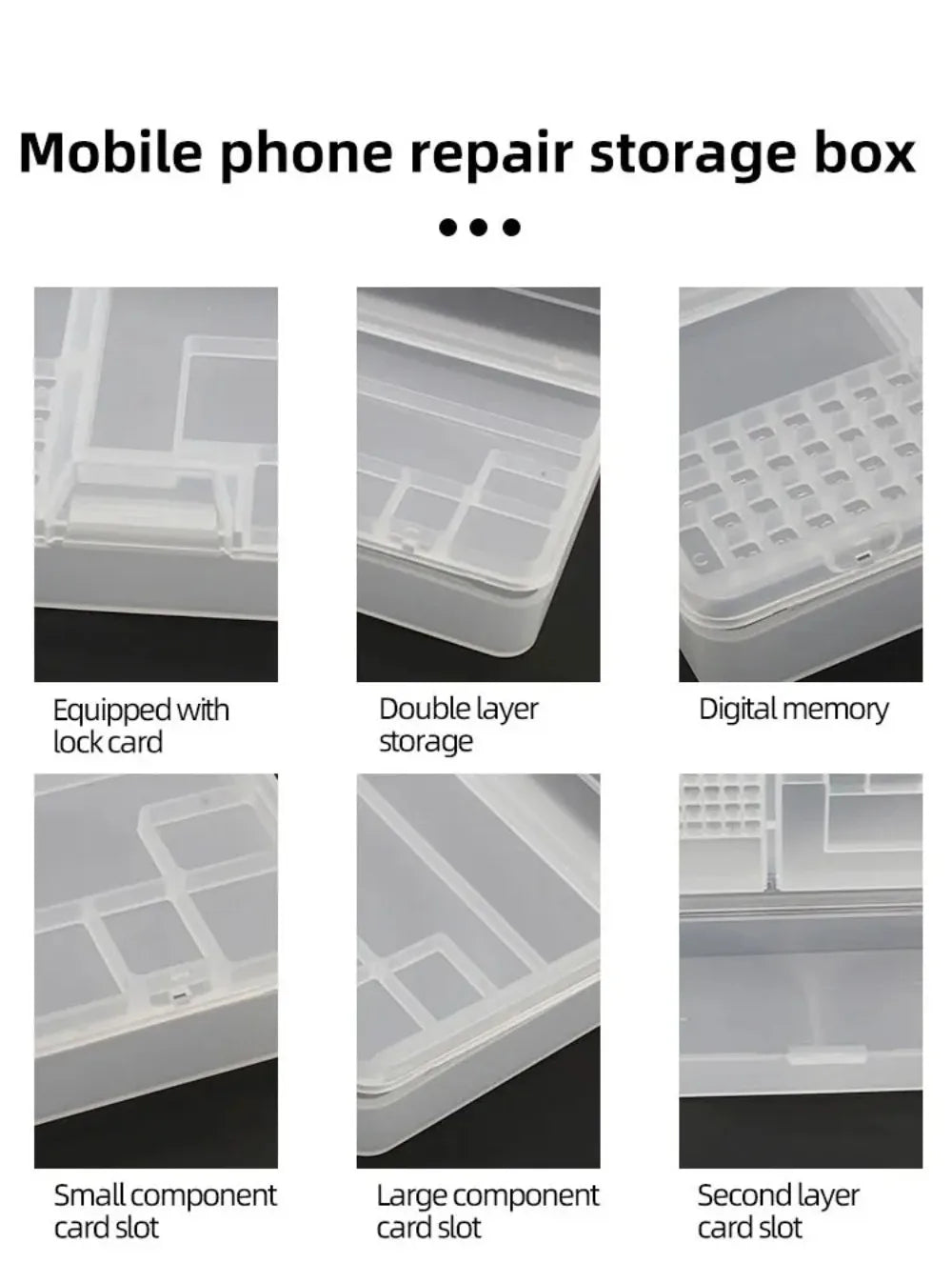 Transparent Electronic Components Storage Box 2 Layer Tool Classification Grid Phone Repair Module Organizer Compartment