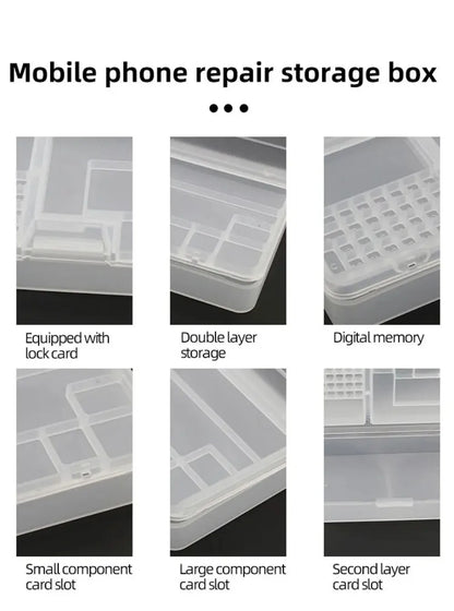Transparent Electronic Components Storage Box 2 Layer Tool Classification Grid Phone Repair Module Organizer Compartment