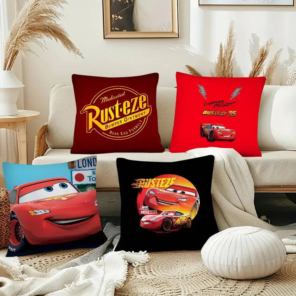 Cartoon Car Lightning McQueen Pillow Case Fashion Square Pillowcase Bedroom Sofa Room Ins Decoration Leisure